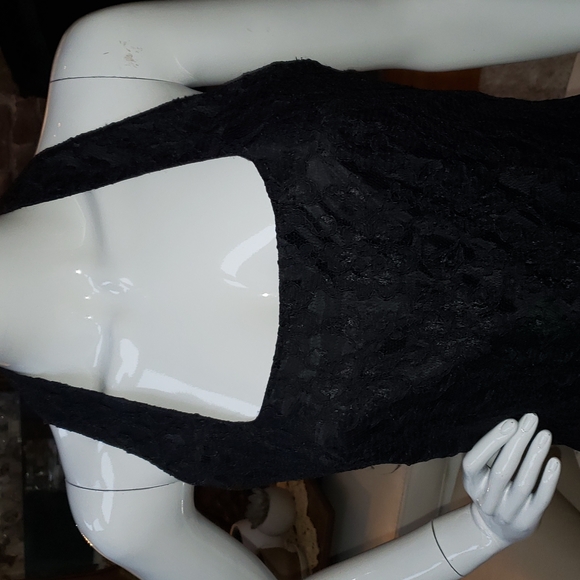 Liz Claiborne petite collection black lace halter midi dress size 8P - Picture 3 of 17